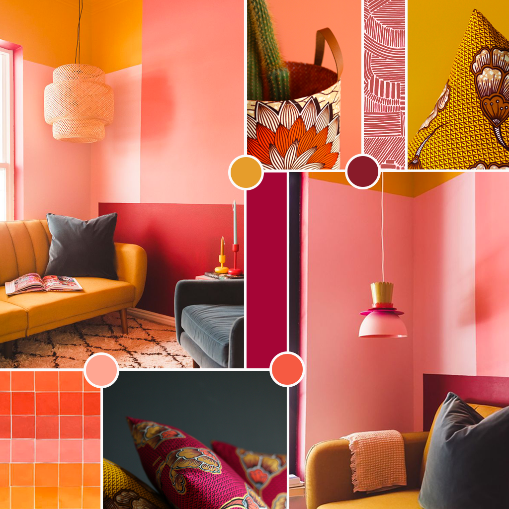 Moodboard D co Ethnique En Colorblock Rose Orange Et Jaune LA MOUSSE Moodboard D co Ethnique En Colorblock Rose Orange Et Jaune LA MOUSSE