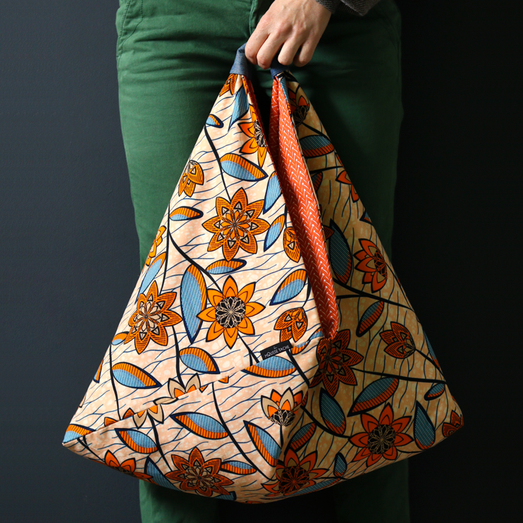 sac origami ethnique en wax personnalisé