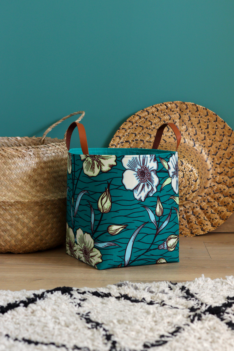 panier wax bleu canard decoration ethnique