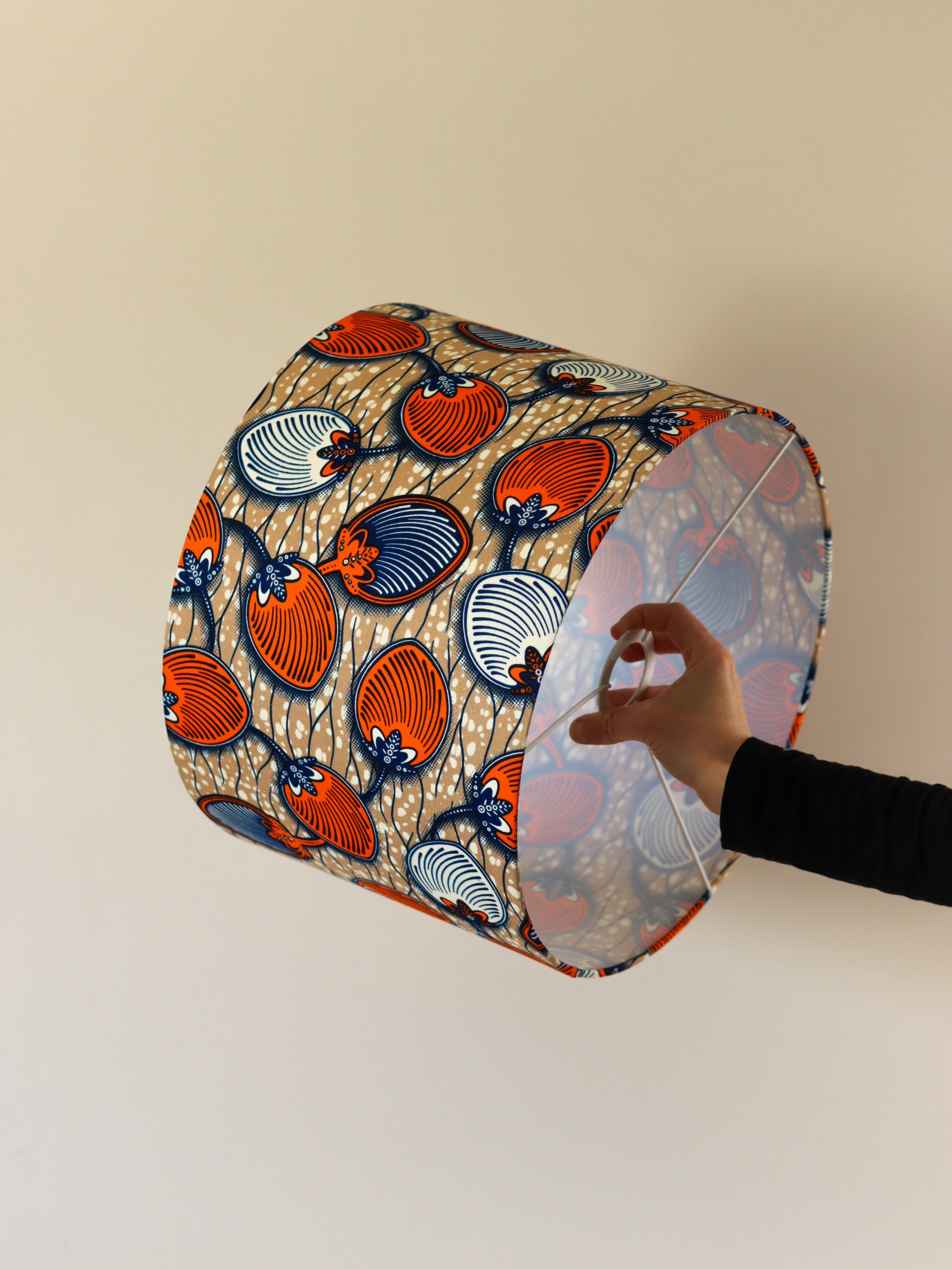 abat-jour suspension tissu africain