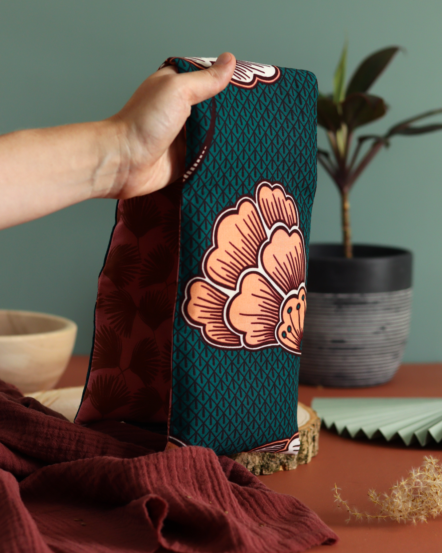 bouillotte longue micro-ondes graines lin bio wax vert