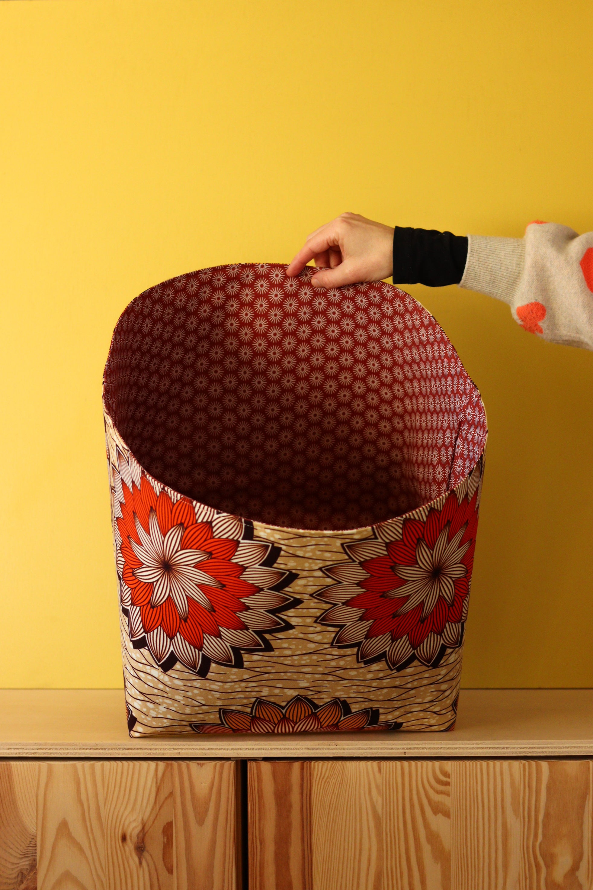 panier cache-pot grande taille original en tissu