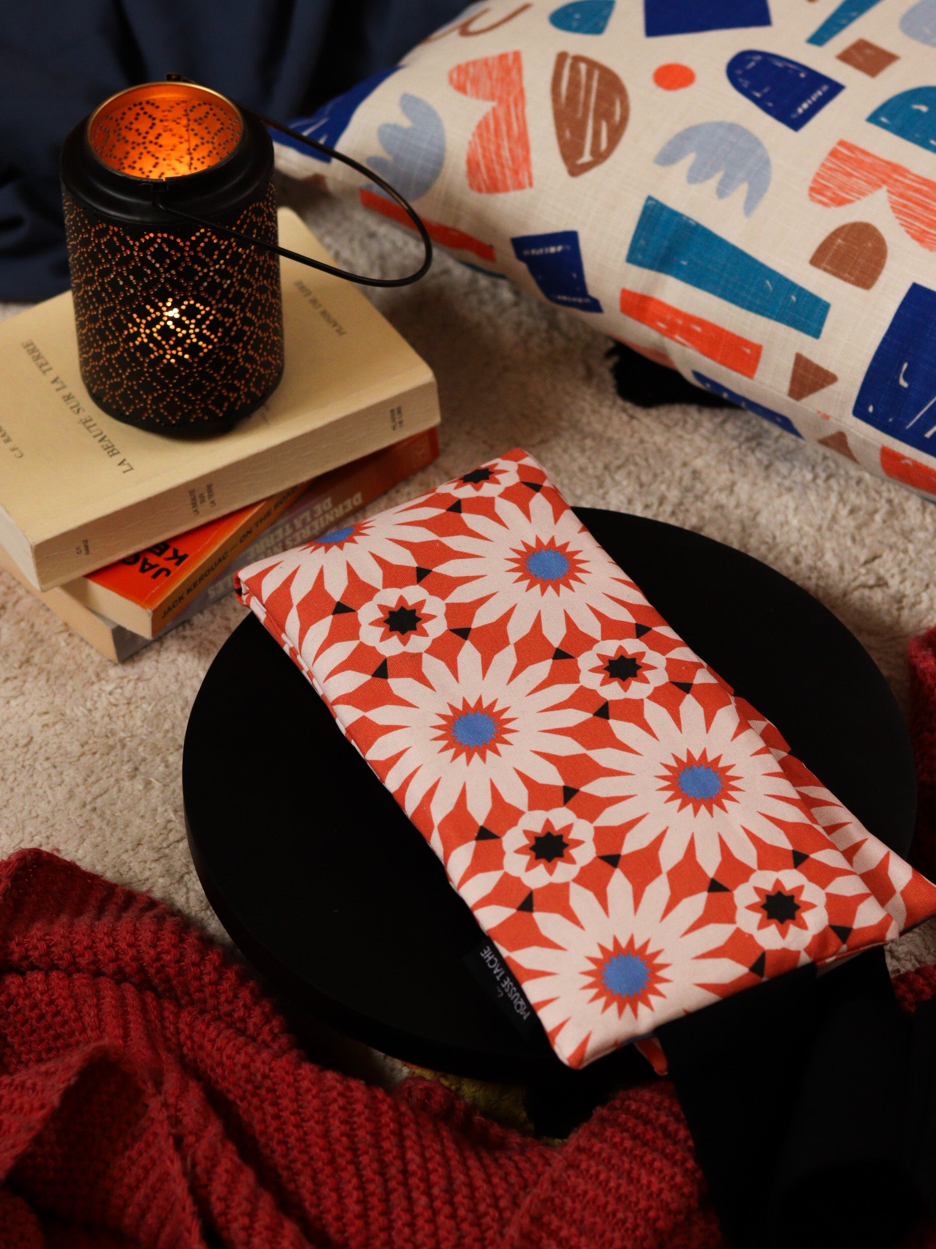 ceinture bouillotte coloree orange aux graines lin bio, fabrication française