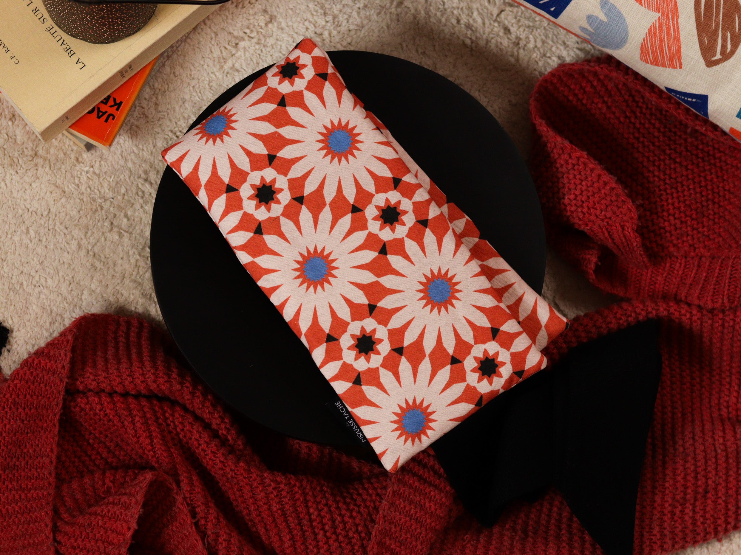 ceinture bouillotte colorée orange aux graines lin bio, fabrication française