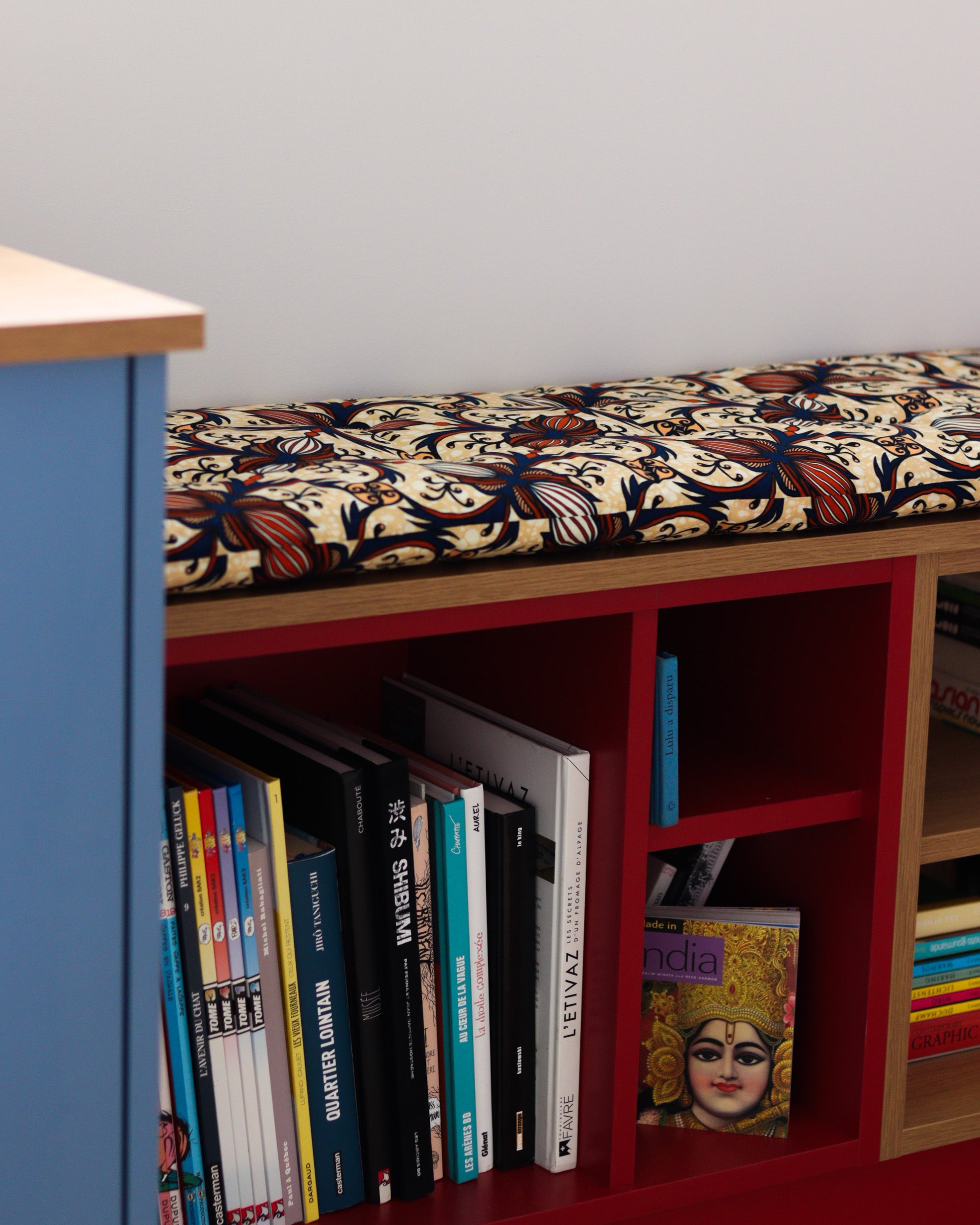 coussin banquette wax beige coin lecture