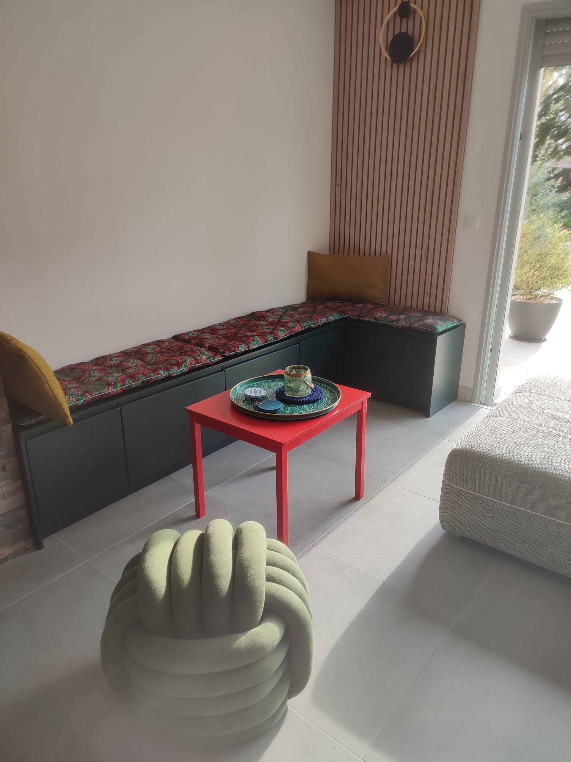 coussin de banquette sur-mesure en tissu africain