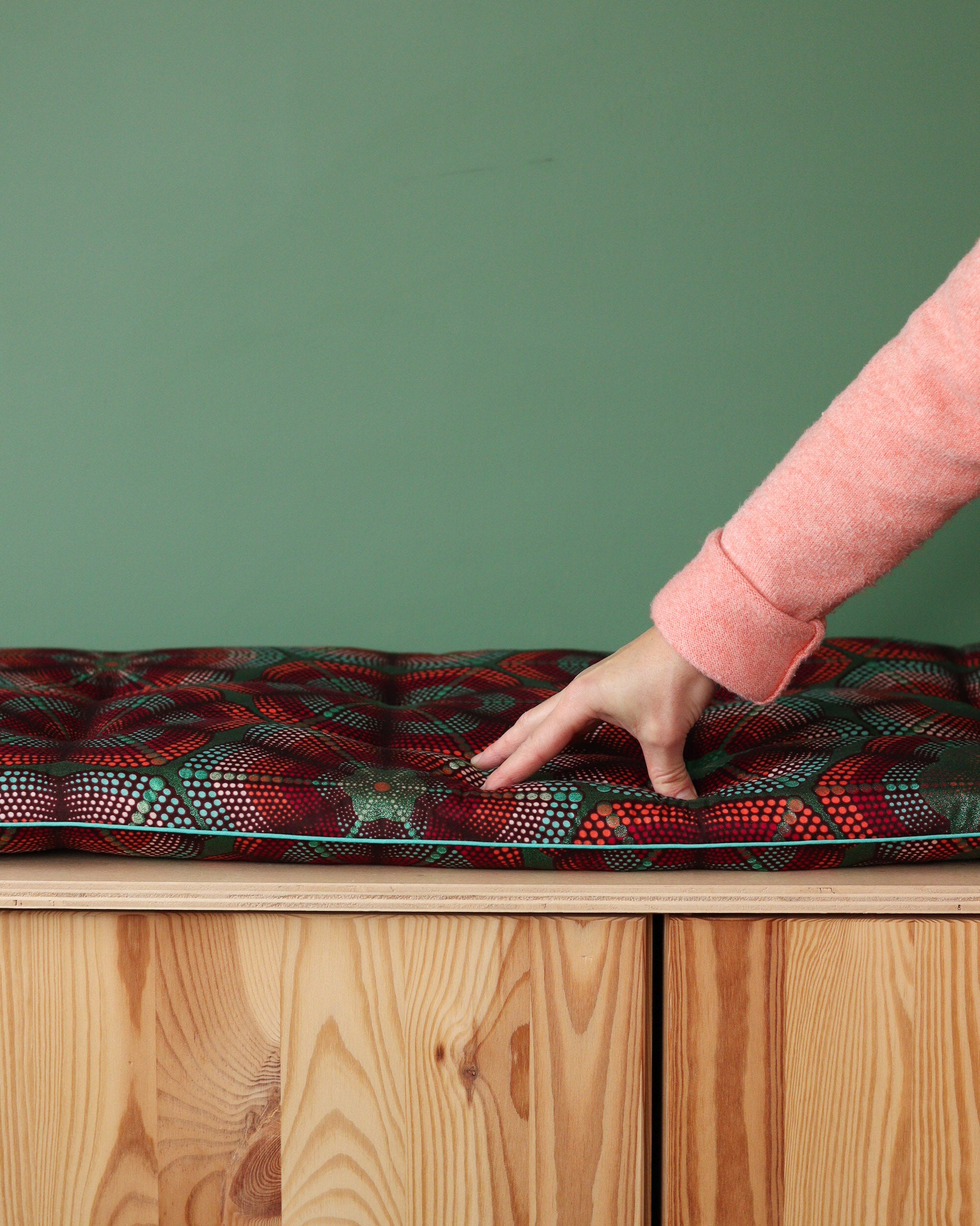 coussin de banquette sur-mesure en tissu africain