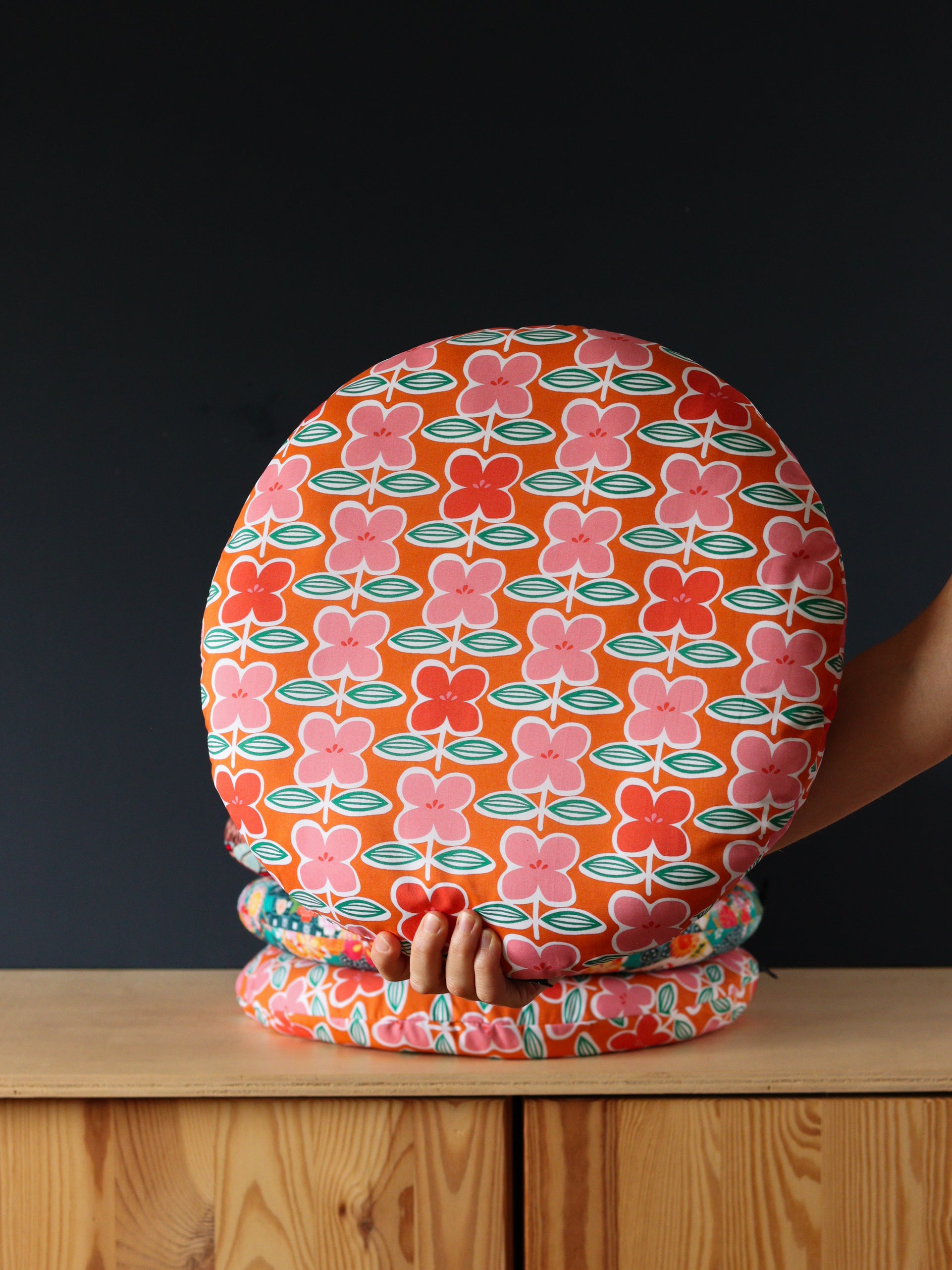 galette de chaises ronde déhoussable colorée orange