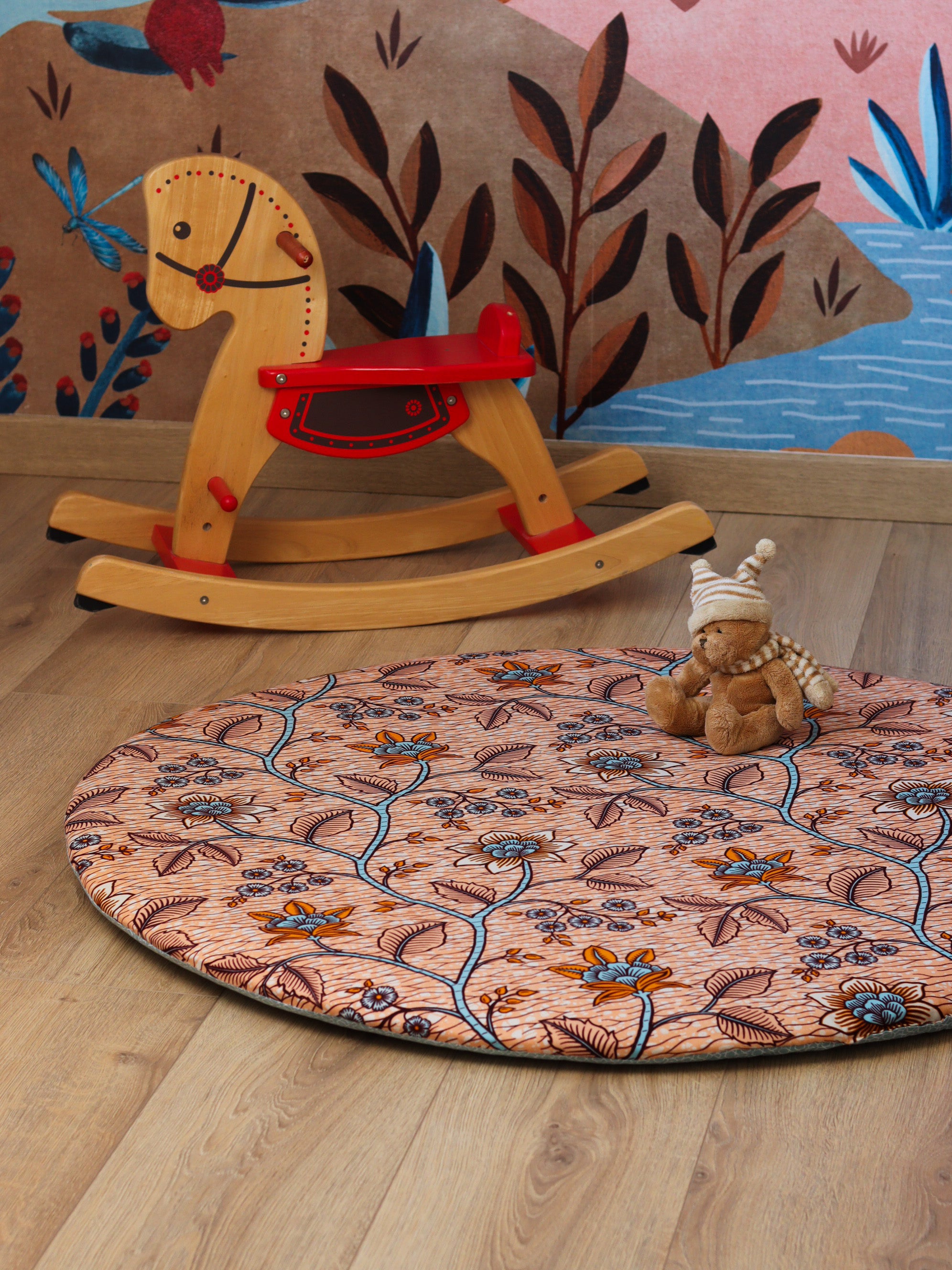 tapis d'éveil bébé personnalisé tissu coloré, cadeau de naissance made in france