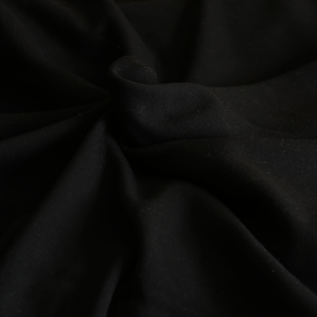 Jersey lourd doublé polaire doudou, tissu pour sweat noir / au mètre