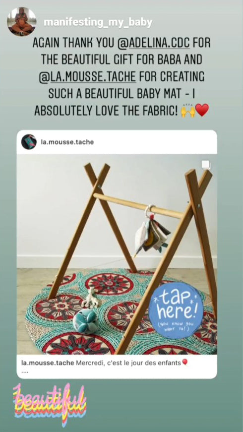 Tapis d'éveil sur-mesure en wax / Lorraine en Irelande - LA MOUSSE TACHE