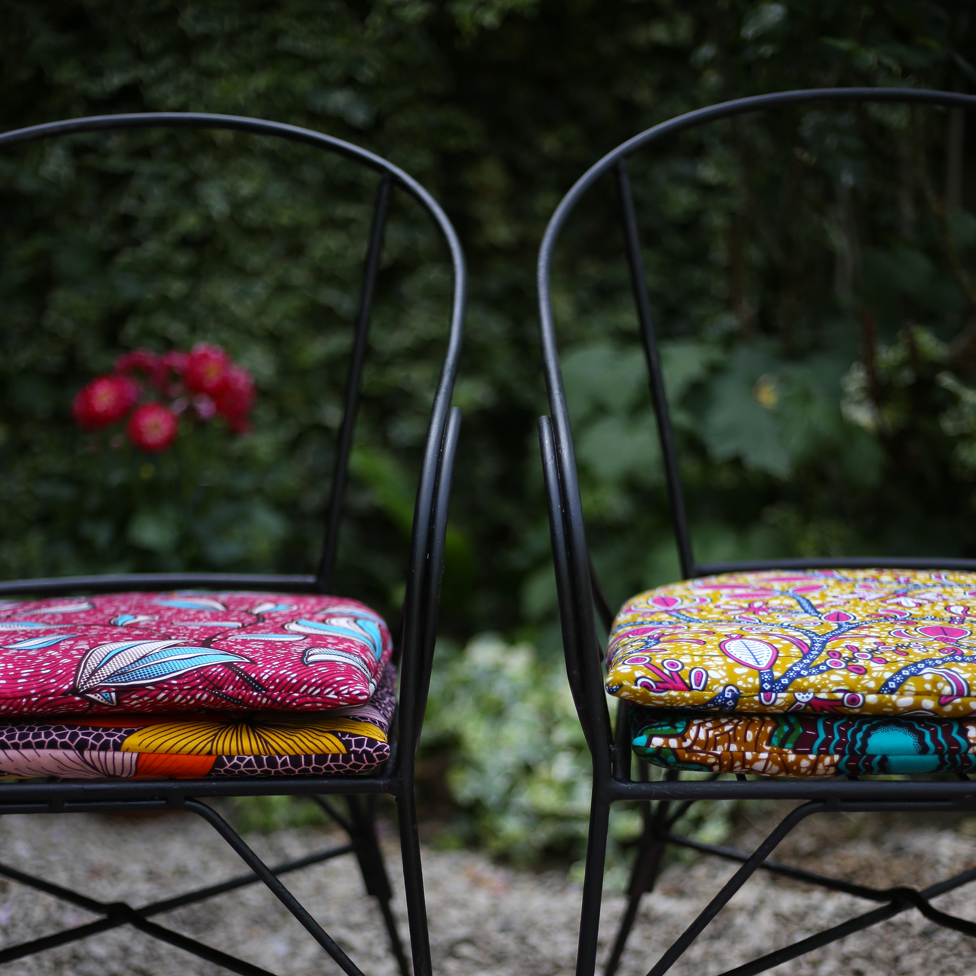 coussin fauteuil jardin vintage sur-mesure en wax