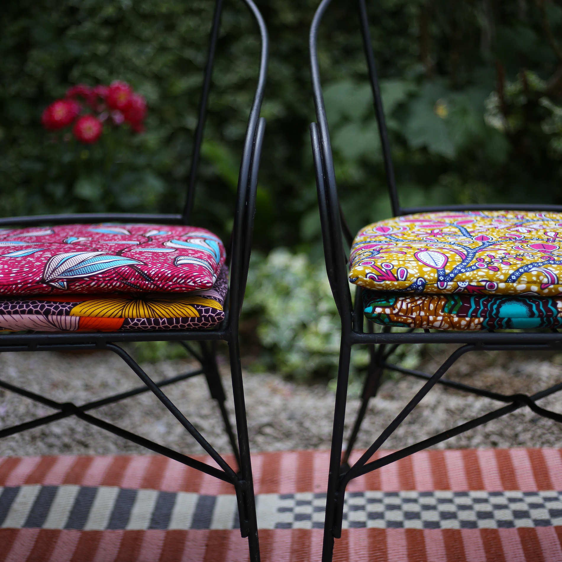 coussin fauteuil jardin vintage sur-mesure en wax