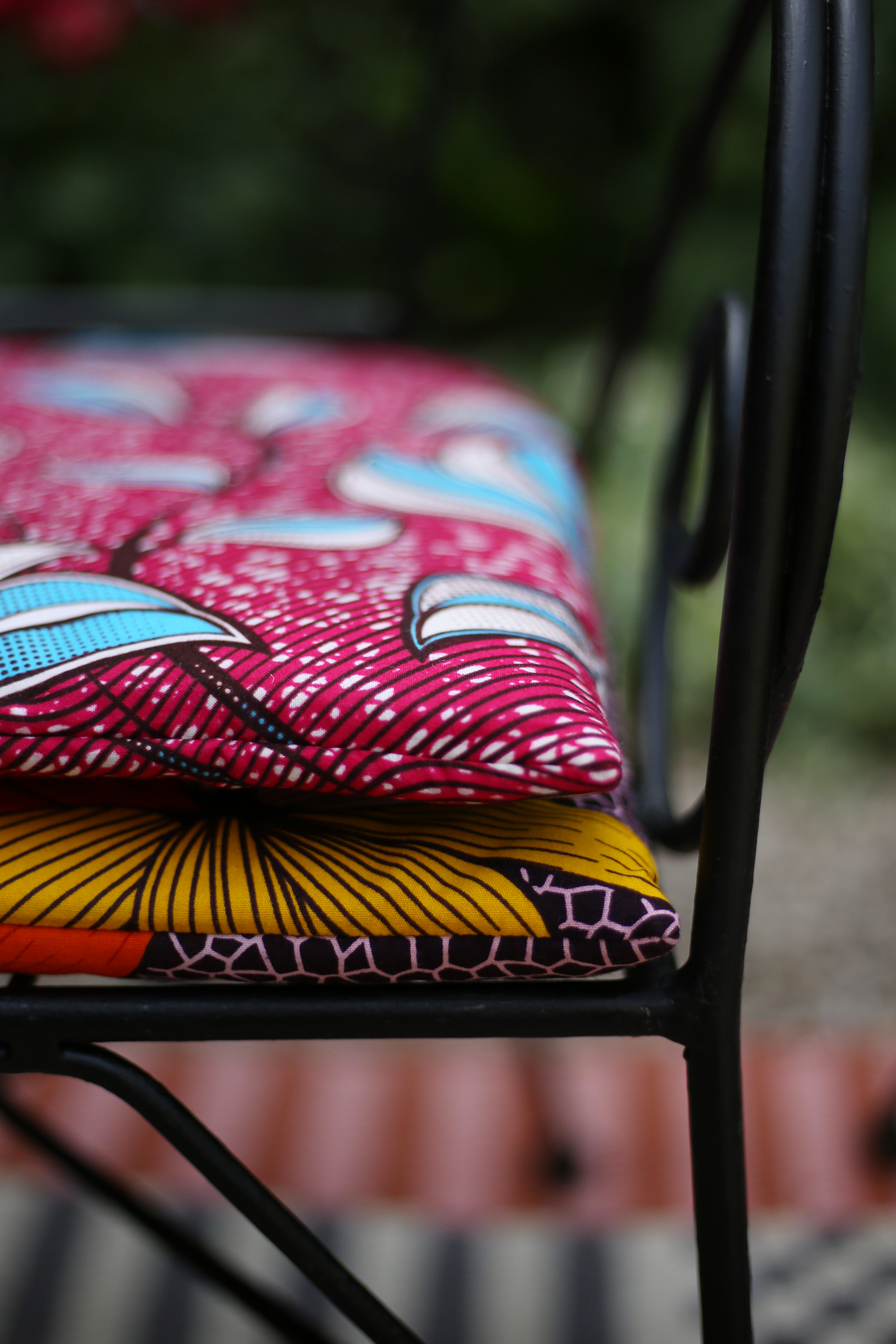 coussin fauteuil jardin vintage sur-mesure en wax