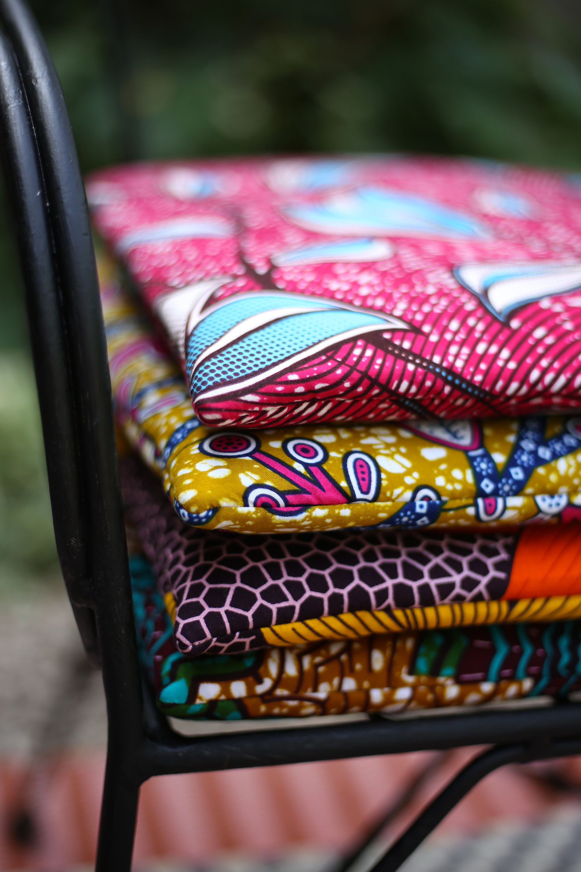 coussin fauteuil jardin vintage sur-mesure en wax