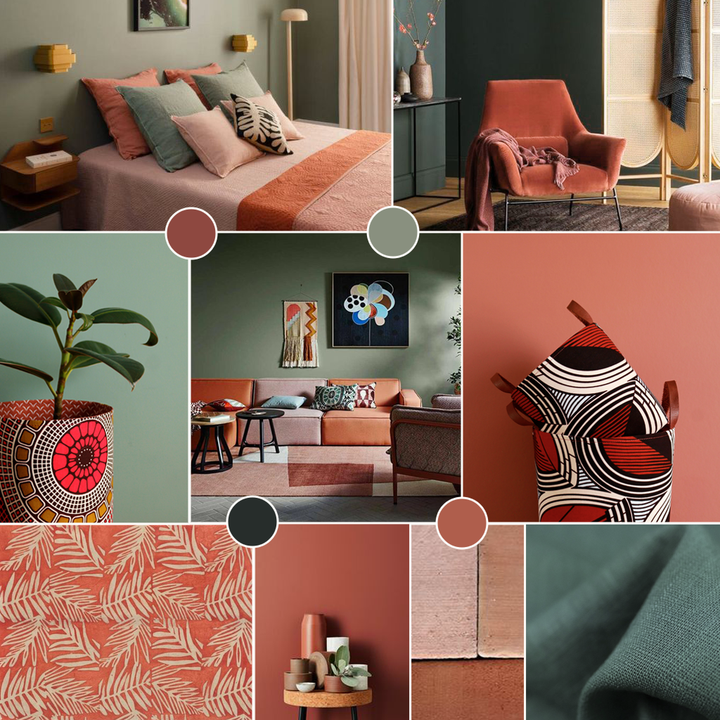moodboard decoration colorée vert terracotta