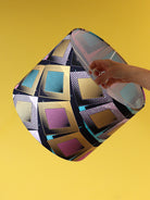 abat-jour de lampe en wax graphique rose bleu or
