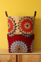 panier cache-pot grande taille, wax orange, rouge