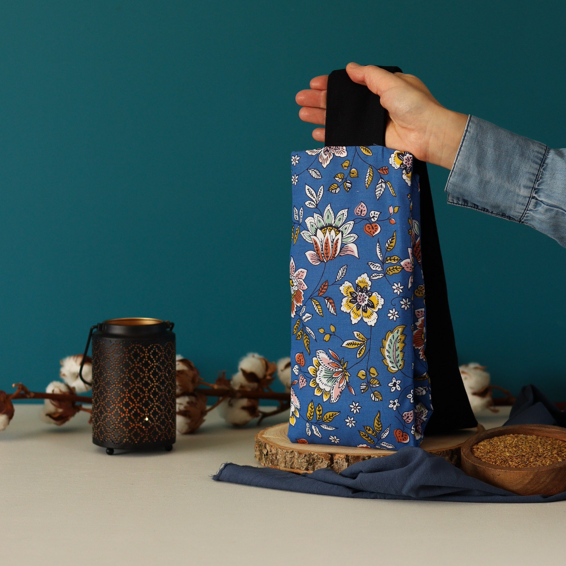 ceinture chauffante longue naturelle aux graines de lin bio, fabriquée en France, un accessoire écoresponsable pour soulager en douceur les petits maux du quotidien