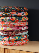 galettes de chaises rondes déhoussables couleurs chaudes