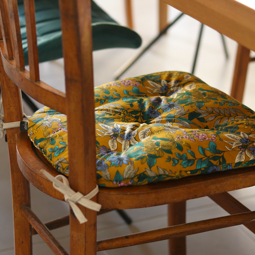 Coussin d'assise chaises vintage en bois / Caroline
