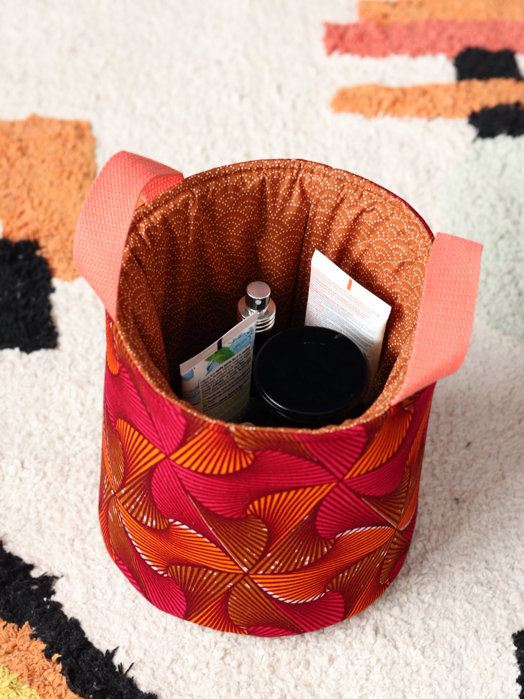 Petit panier rangement wax africain pour la salle de bain