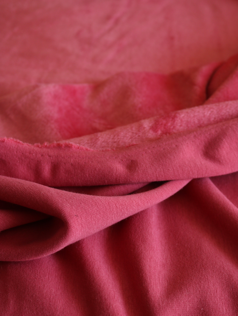 Jersey doublé polaire doudou, tissu pour sweat vieux rose / au mètre