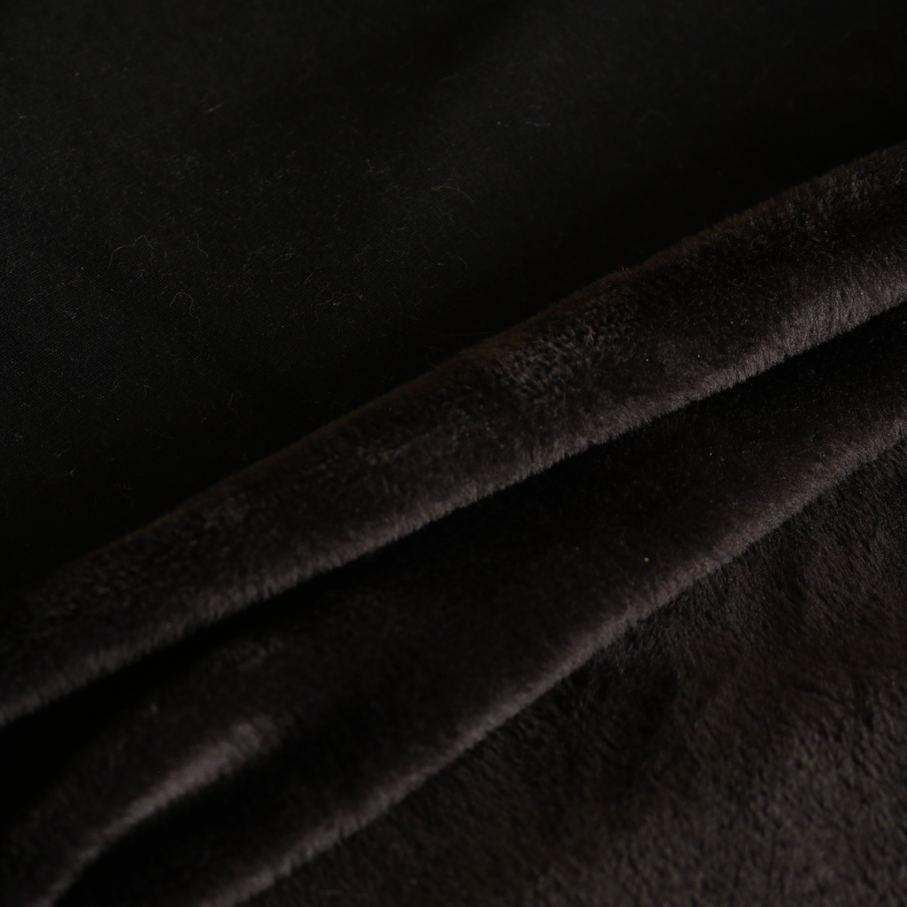Jersey lourd doublé polaire doudou, tissu pour sweat noir / au mètre