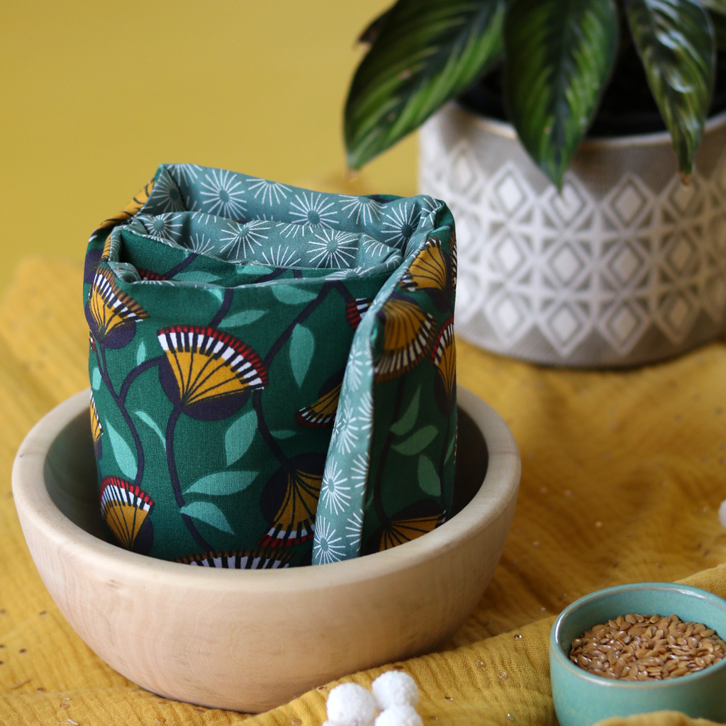 Bouillotte sèche aux graines de lin bio pour les épaules et le cou / Brava