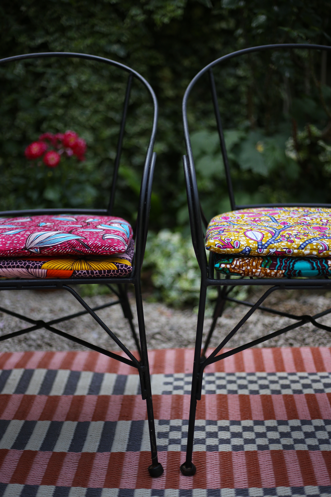 coussin fauteuil jardin vintage sur-mesure en wax